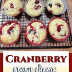 pin for cranberry cream cheese muffins.