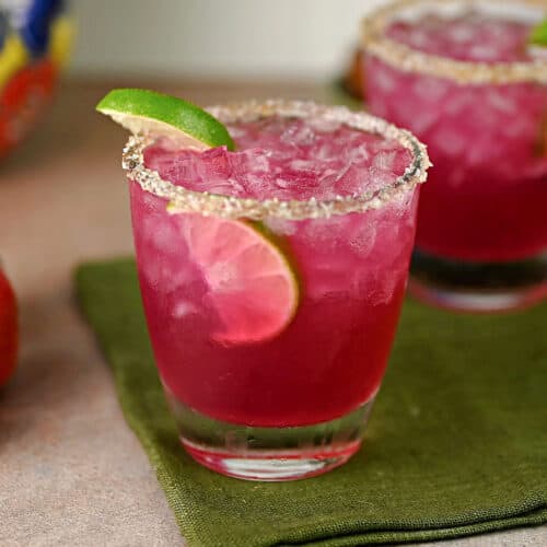 Prickly pear margarita ready to drink.