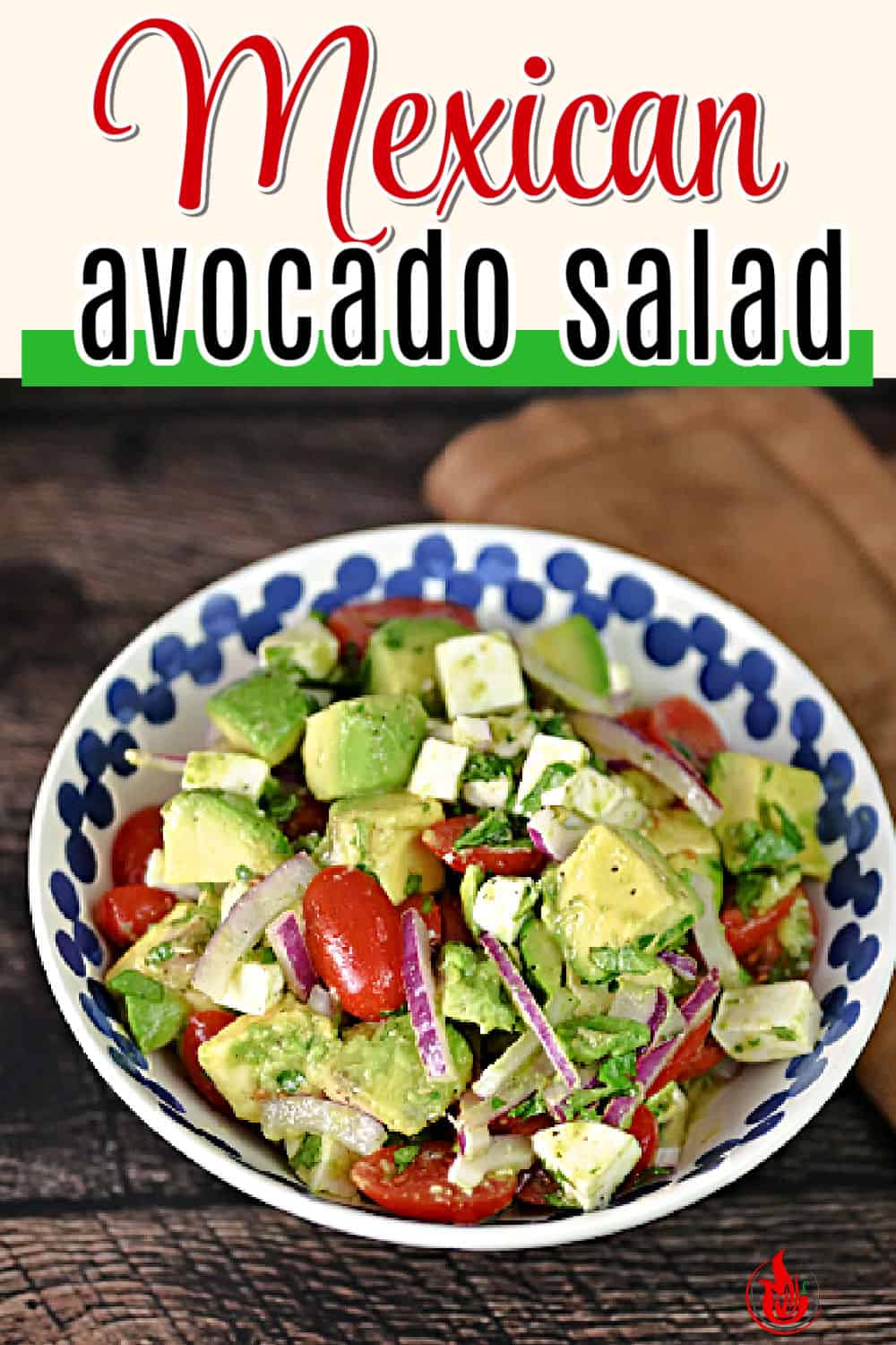 Pin for Mexican avocado salad.