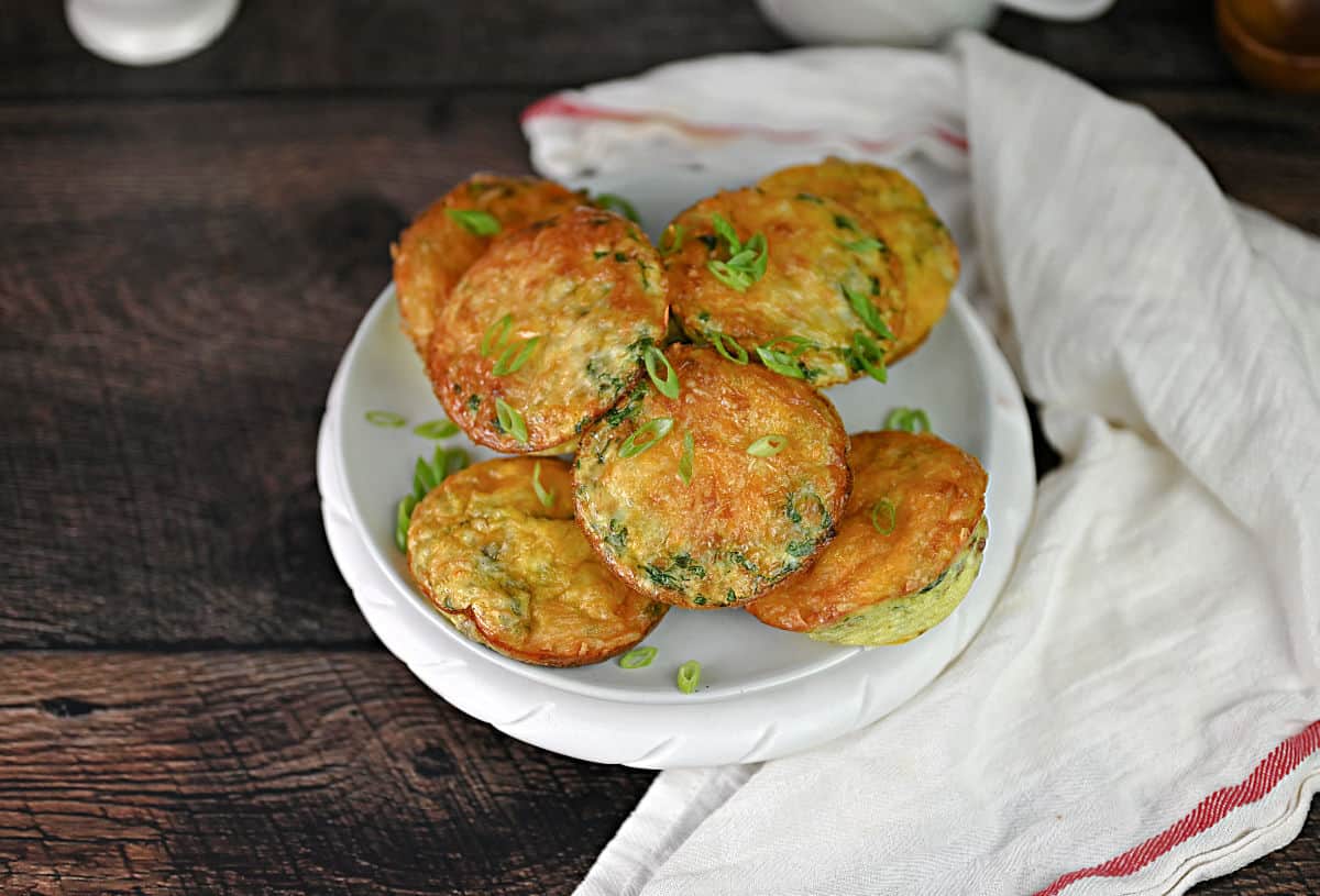 Group of egg bites on a plate.