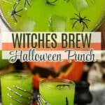 Pin for witches brew Halloween cocktail punch.
