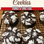 Pin for Brownie mix crinkle cookies.