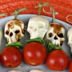 Halloween skull Caprese skewers.