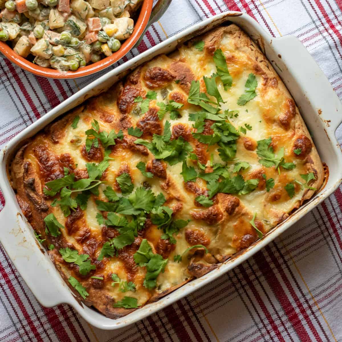 Creamy Chicken Enchiladas Recipe with White Sauce.