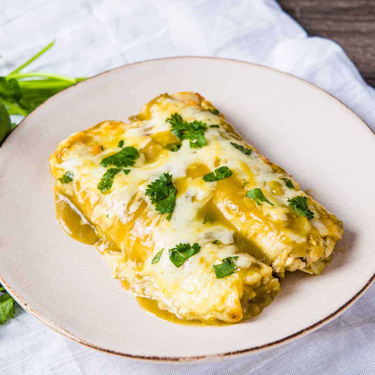 Chicken Enchiladas with Green Sauce.