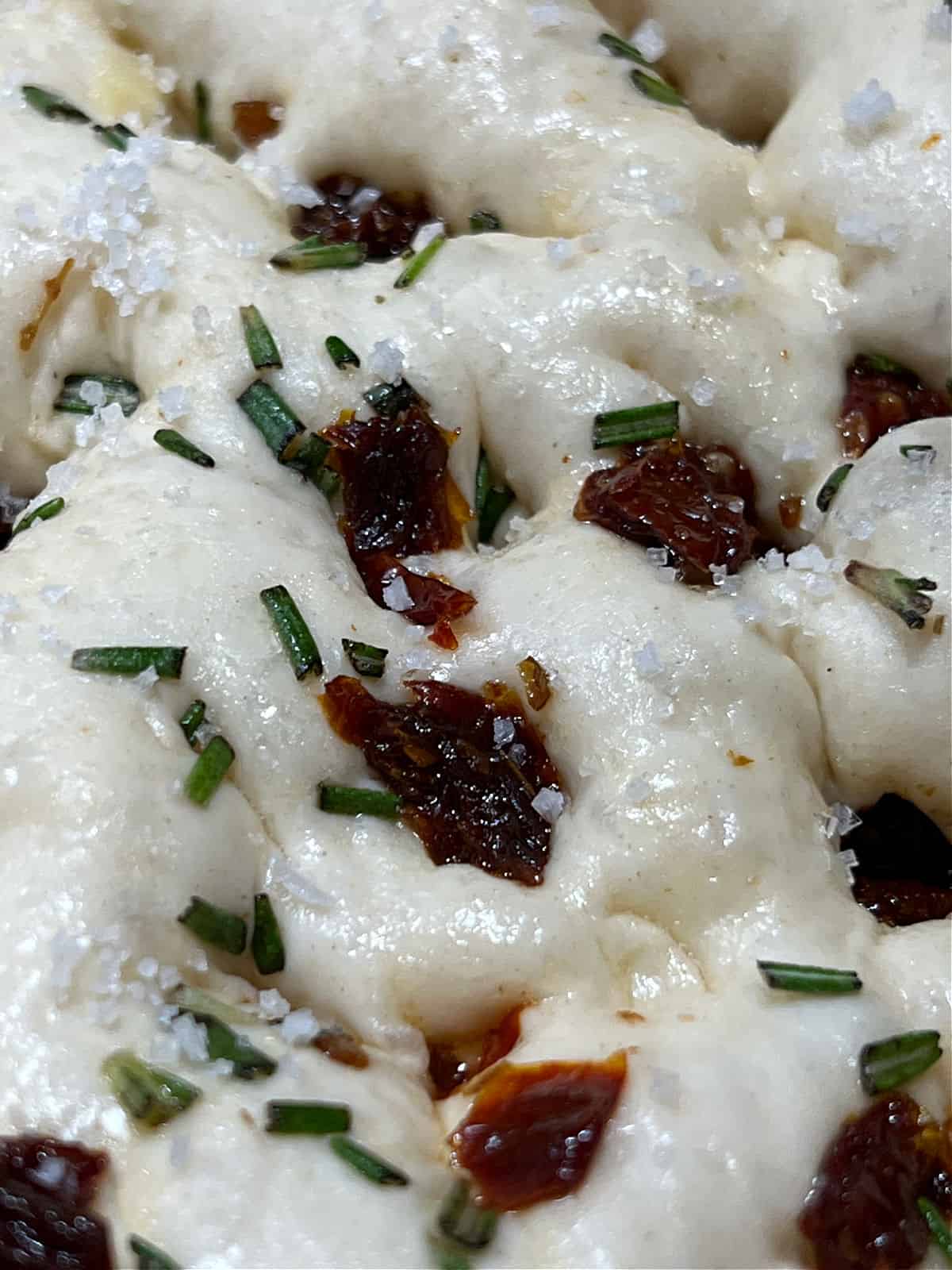 Deep dimples in the dough.