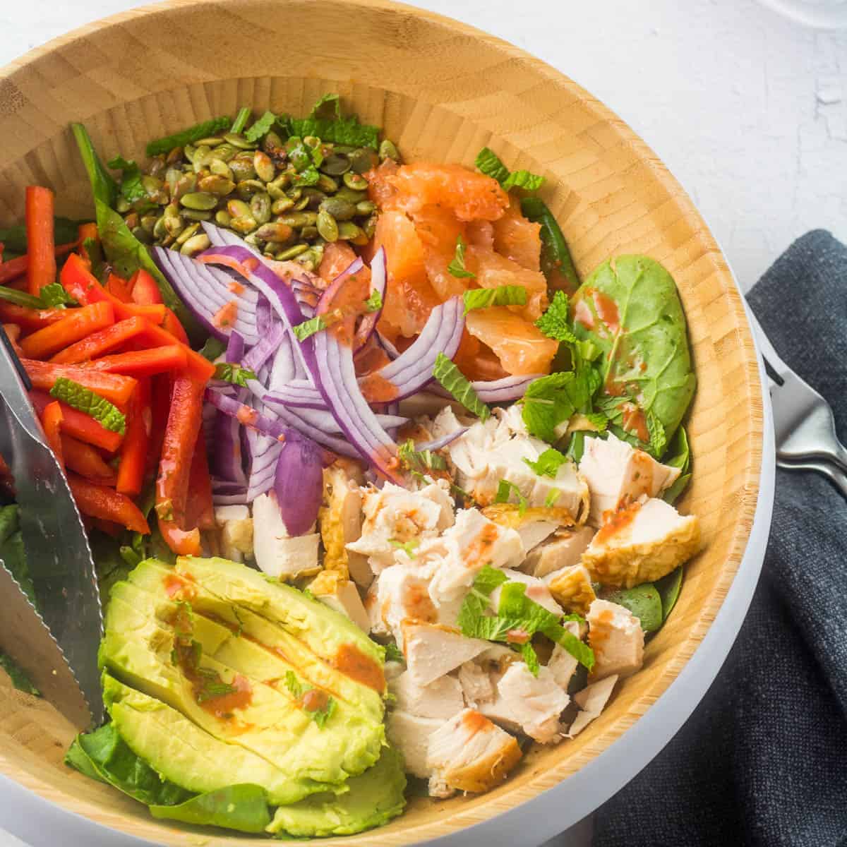 Yucatan Chipotle Chicken Spinach Salad.