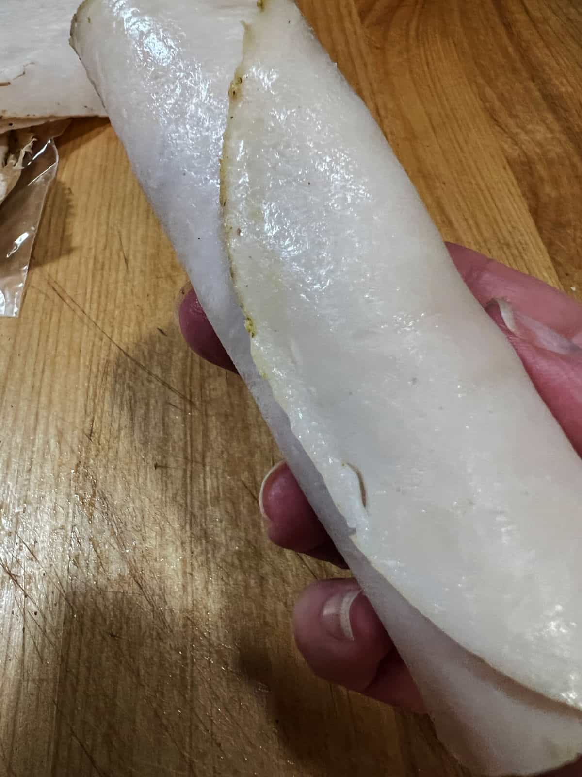 Turkey roll up filled with stuffing.