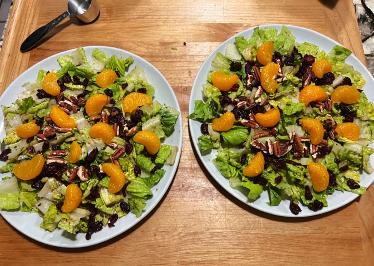 Putting together the salads.