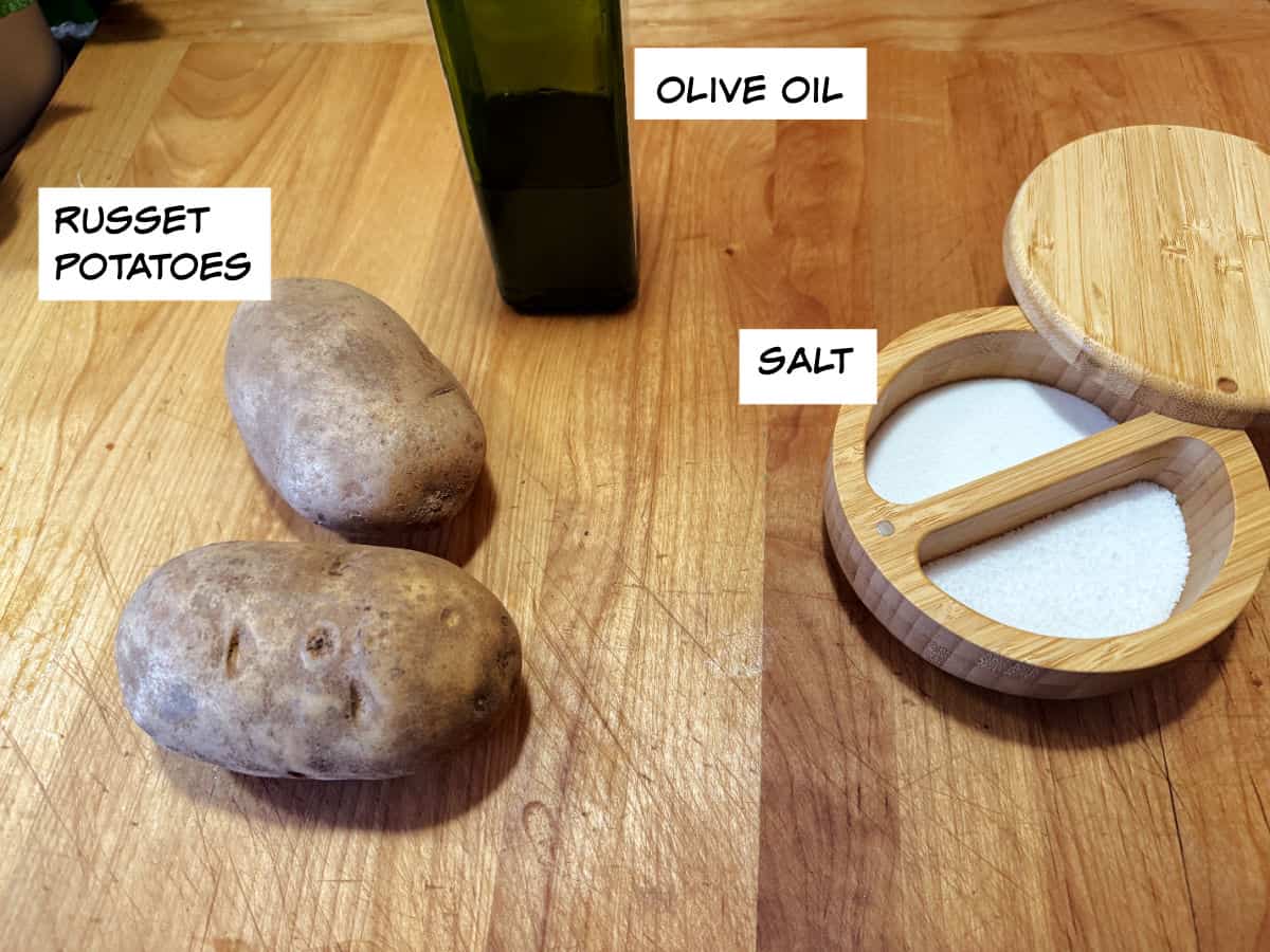 ingredients needed for grilled baked potatoes.