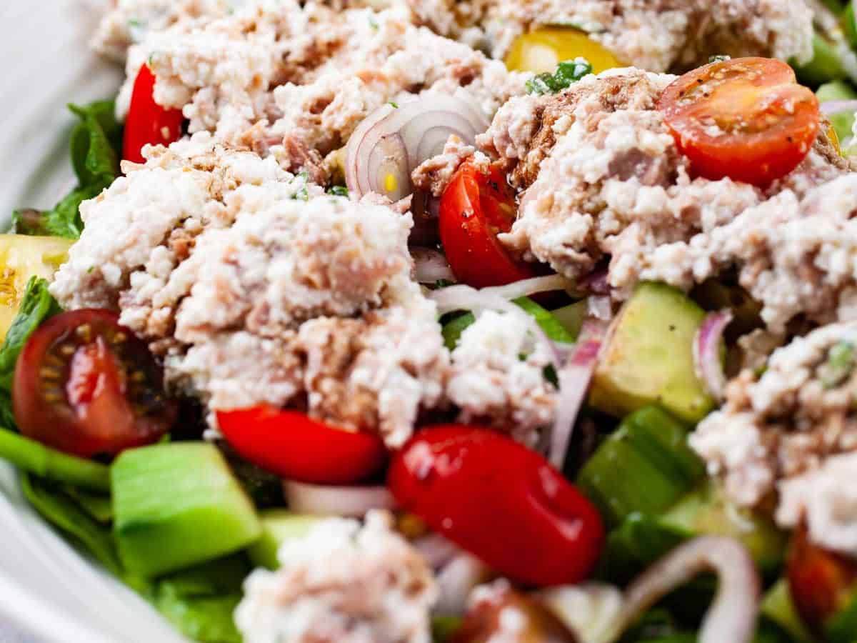 Fresh Tuna Cucumber And Ricotta Cheese Salad.
