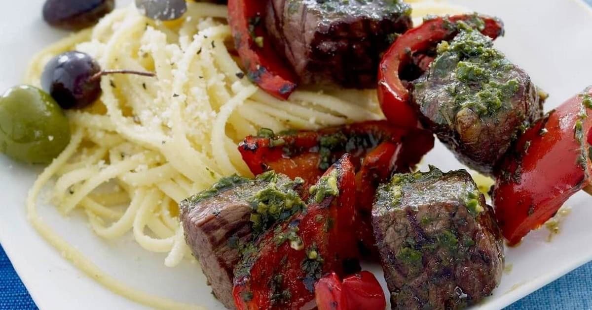 Pesto & Pepper Beef Kabobs