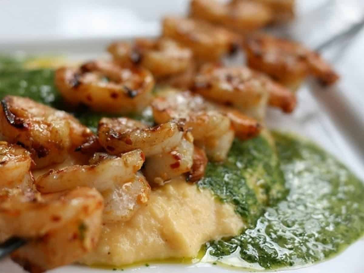 Shrimp Skewers With Cilantro Pesto