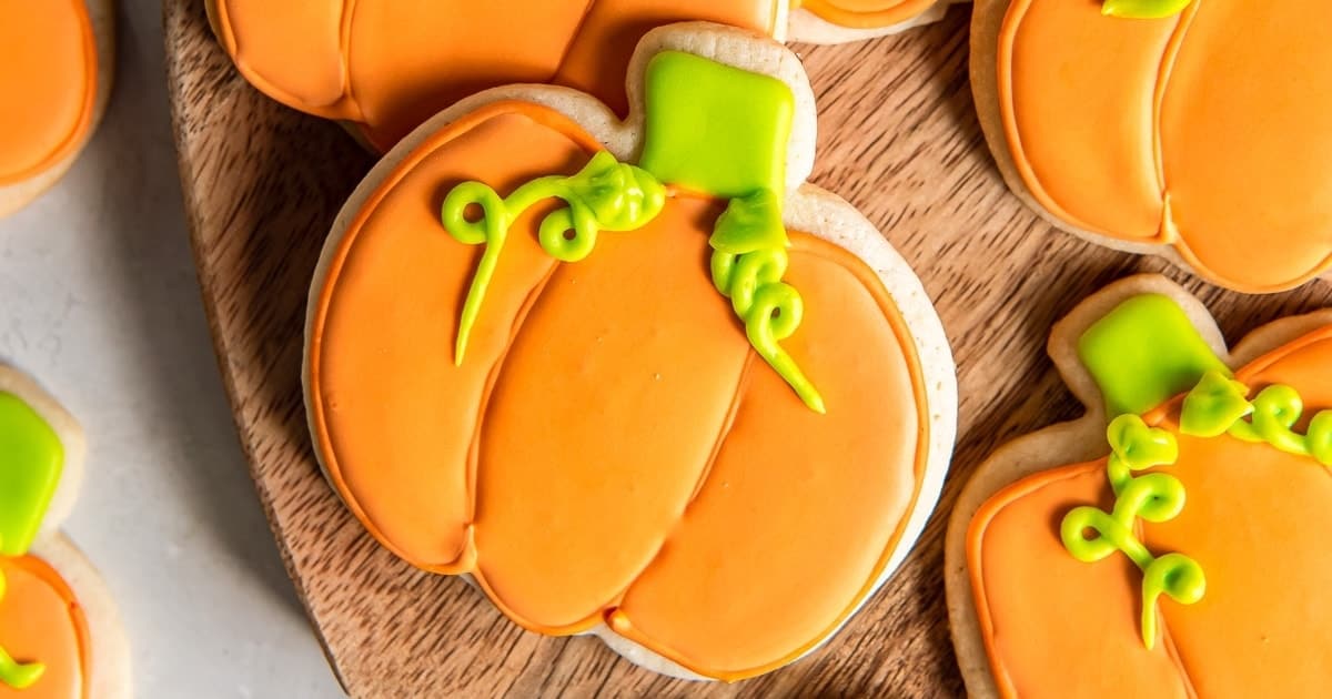 Decorated Pumpkin Cookies.