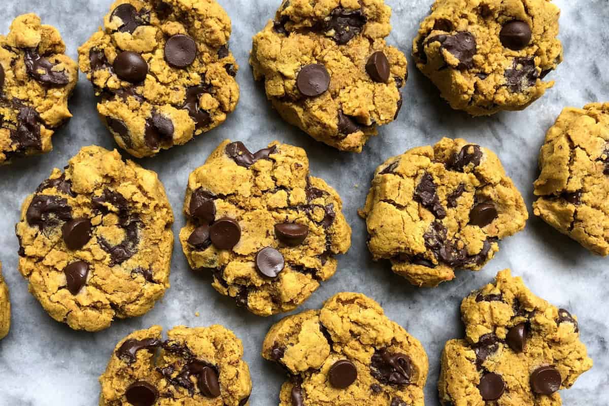 Gluten Free Vegan Chocolate Chip Pumpkin Cookies.