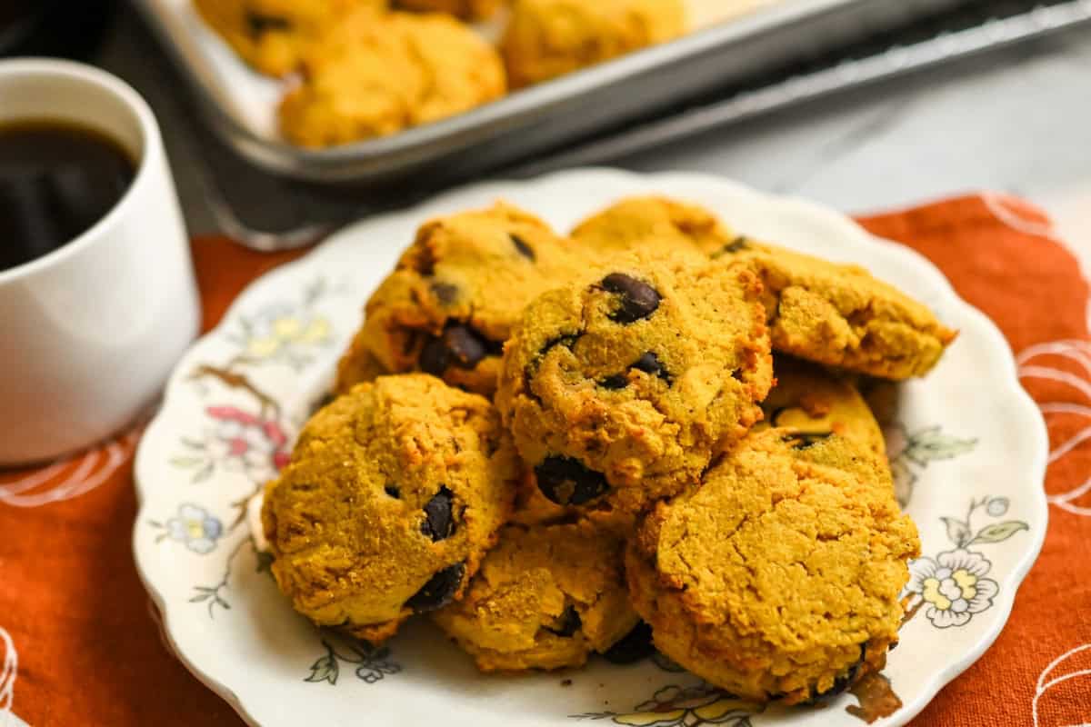 Keto Pumpkin Chocolate Chip Cookies.