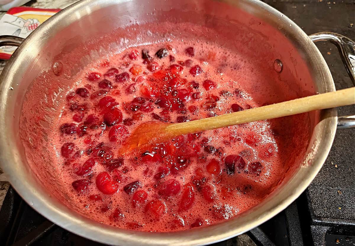 bringing the saucepan mixture to a boil.