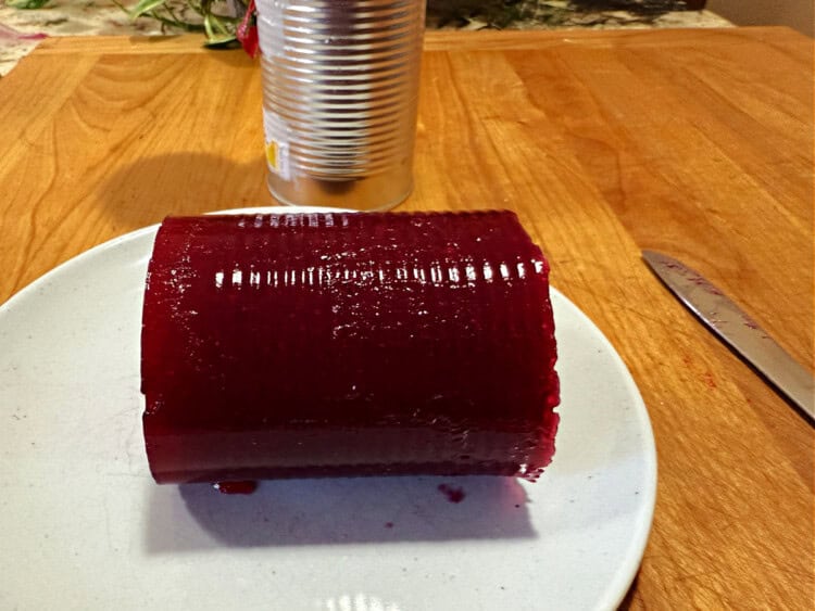 jellied sauce molded into the shape of a can.