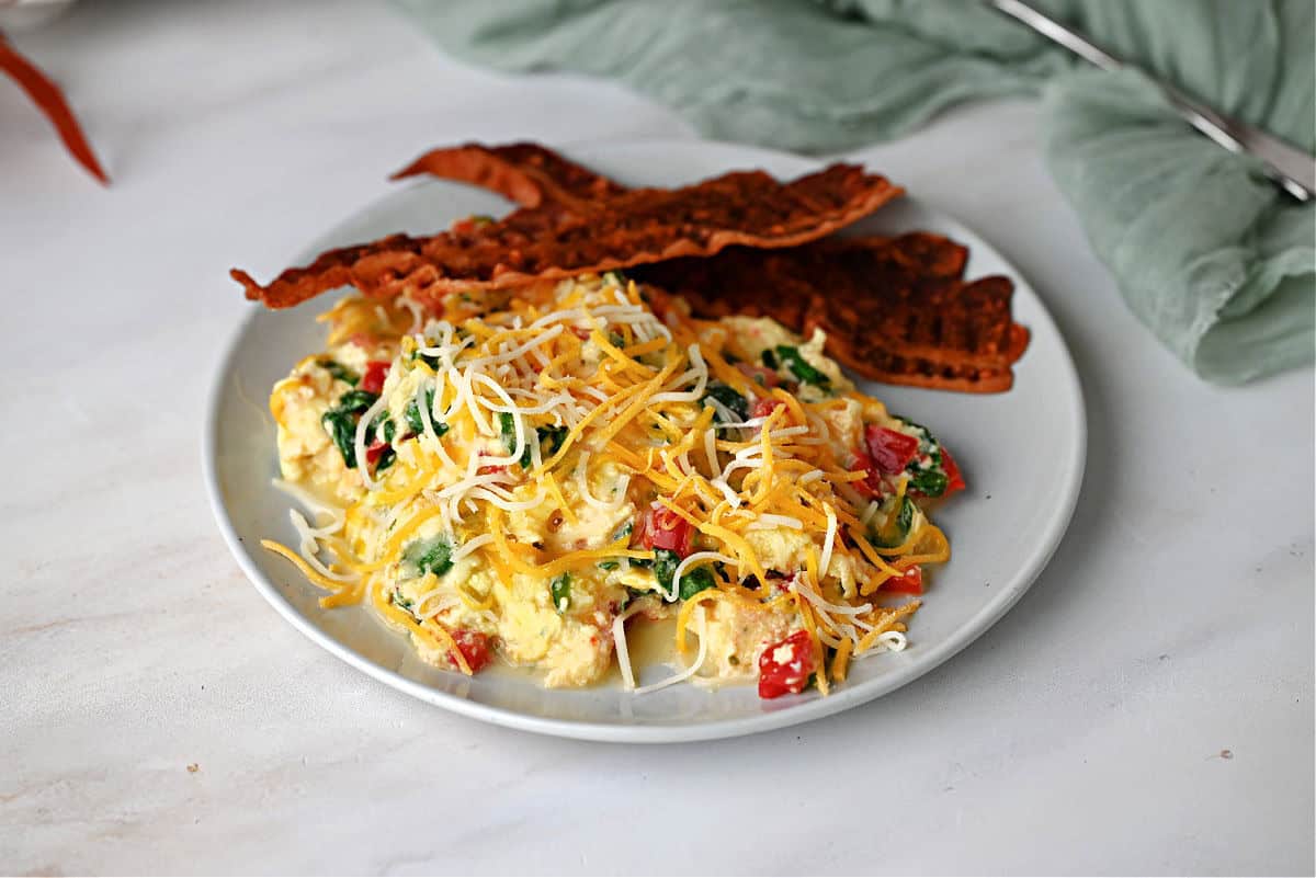cottage cheese scrambled eggs ready to eat.