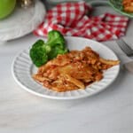 Chicken penne casserole ready to eat.