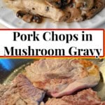 pork chops in mushroom soup gravy pin.