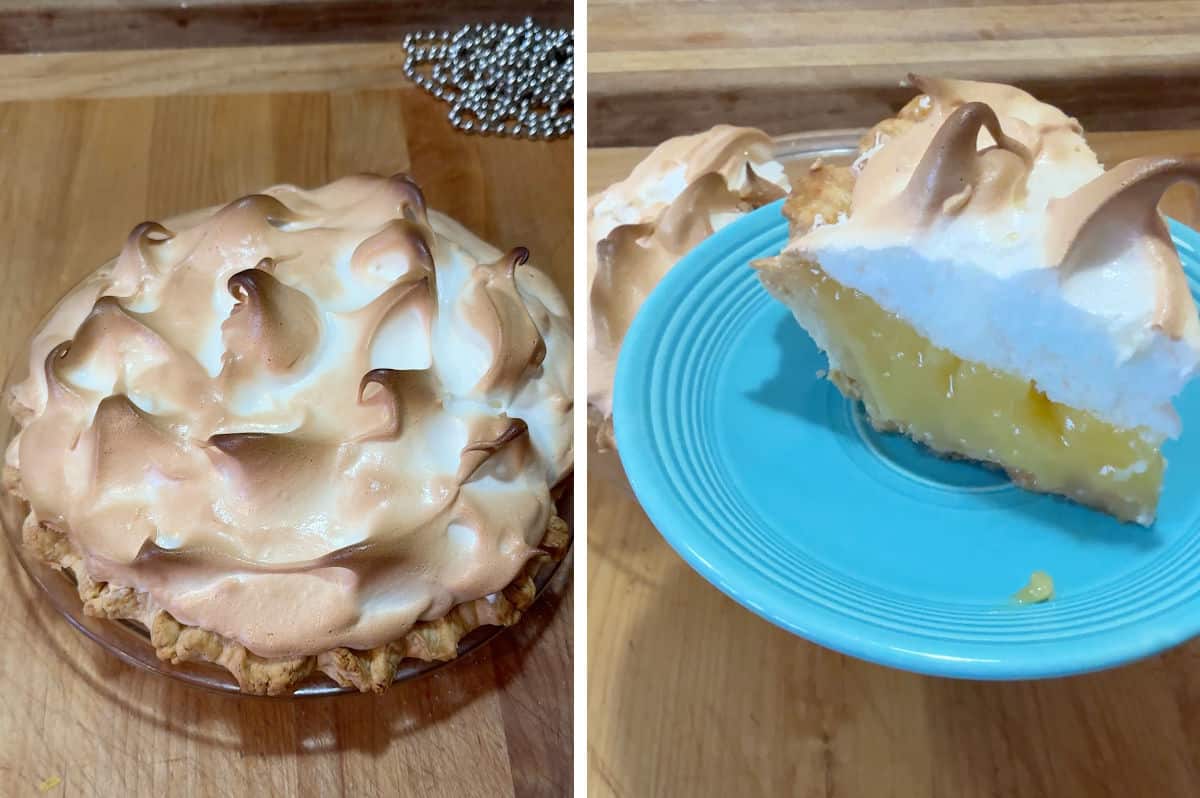 The pie after lightly toasting the meringue in the oven.