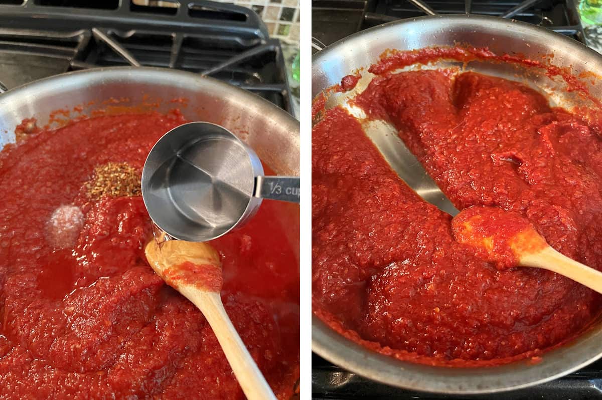 making the vodka sauce.