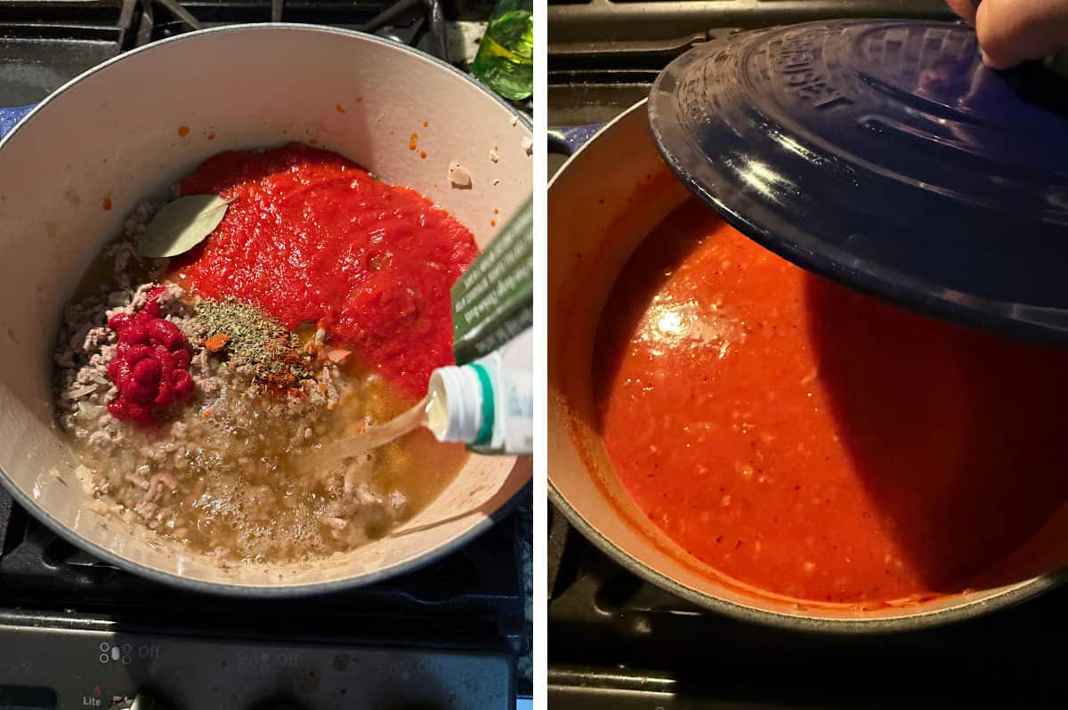 Making the soup.