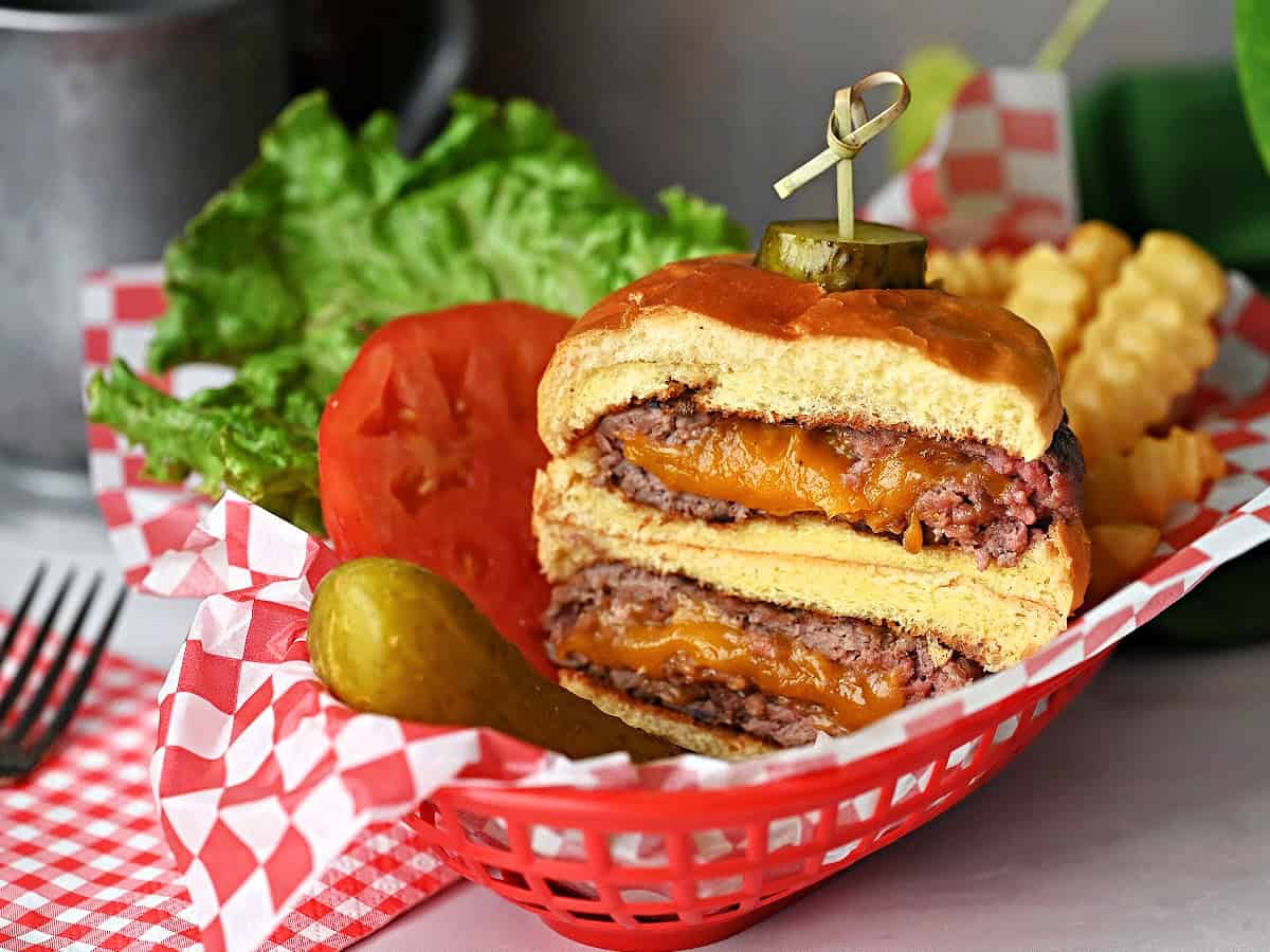 Juicy Lucy Cheese Stuffed Burger.