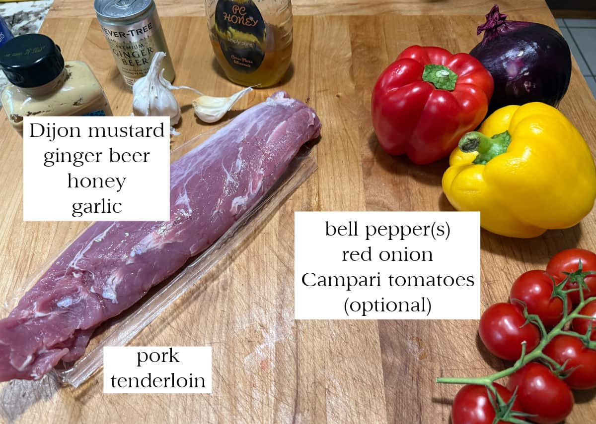 ingredients for pork skewers.