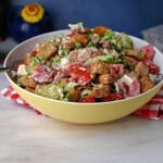 A bowl of BLT salad ready to serve.