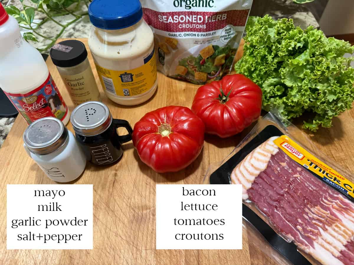 ingredients needed for BLT salad.