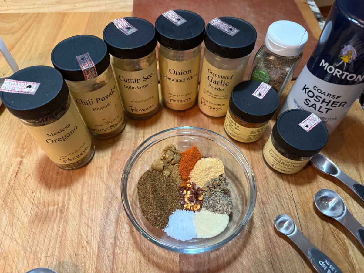 ingredients needed for homemade taco seasoning.