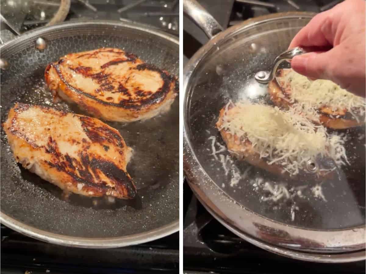cooking the chicken breasts.