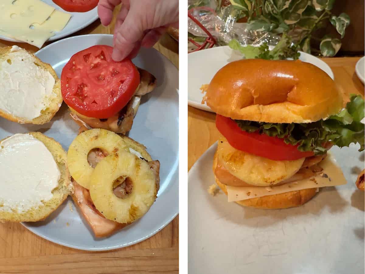 assembling the sandwiches.
