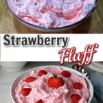 pin for strawberry fluff salad with cottage cheese.