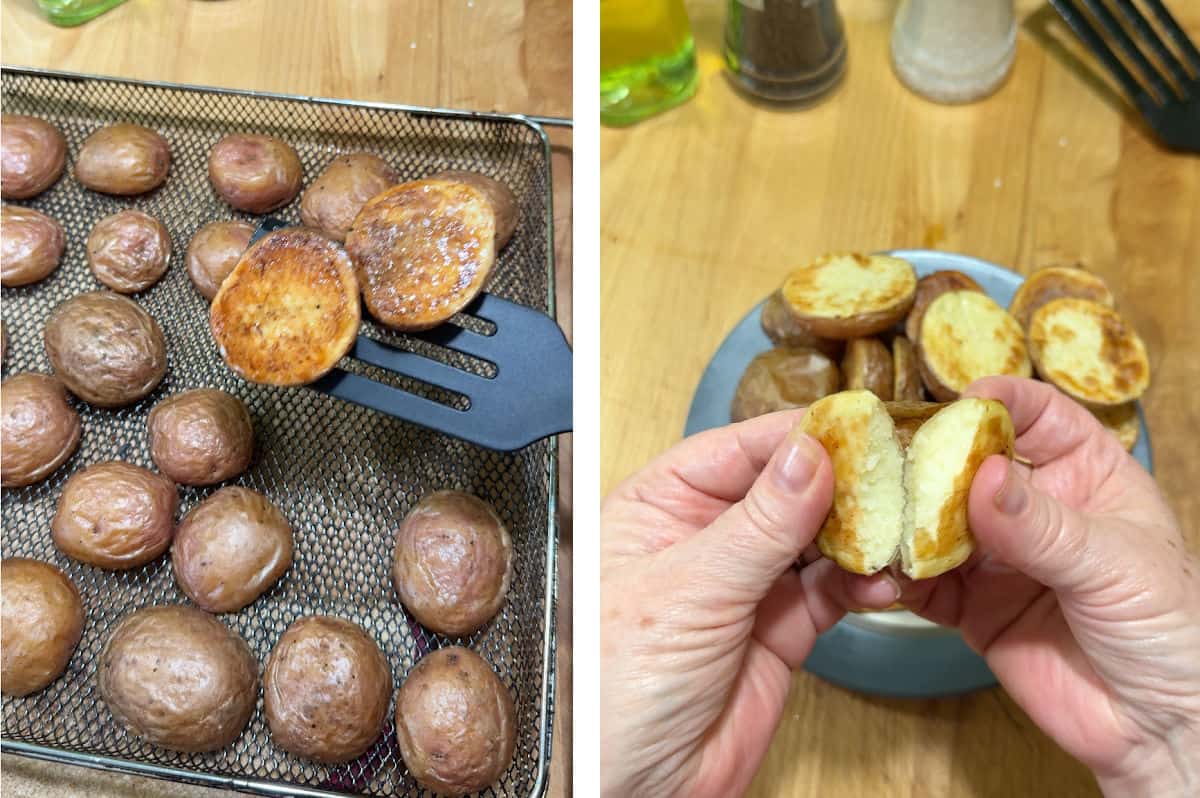 showing the roasted potatoes.