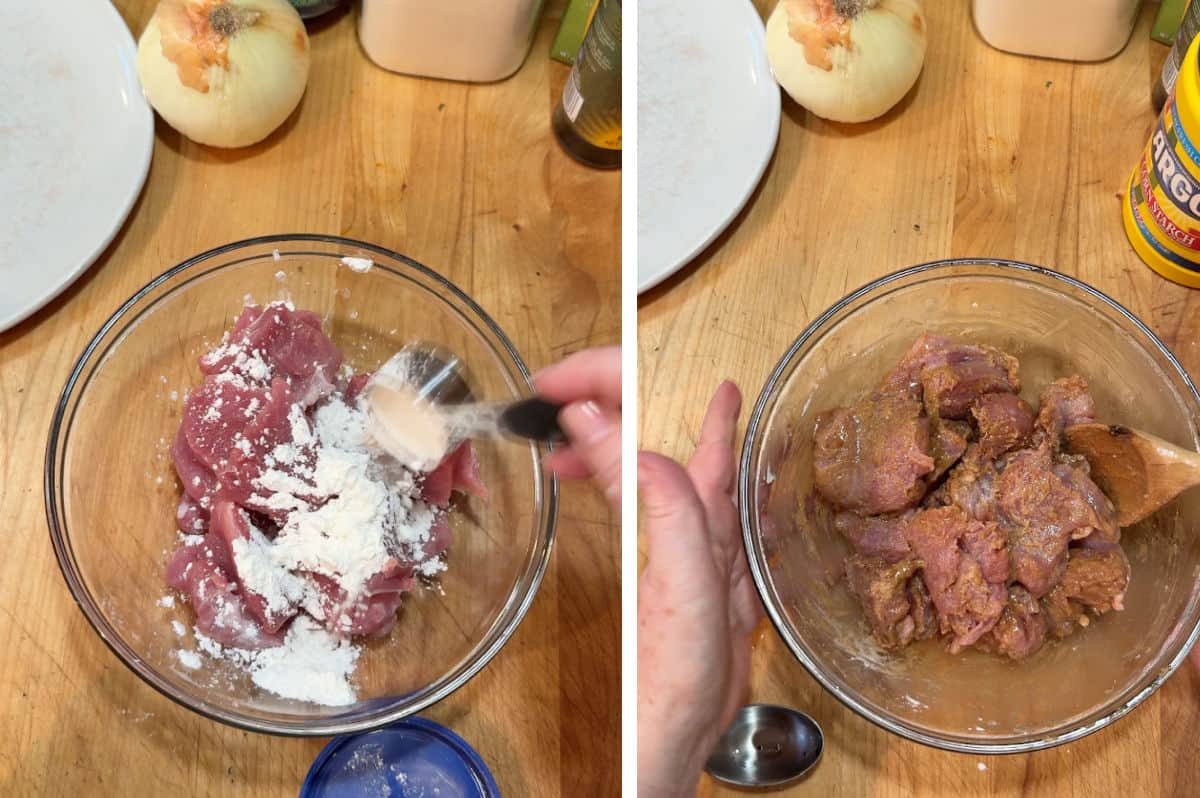 marinating the pork.