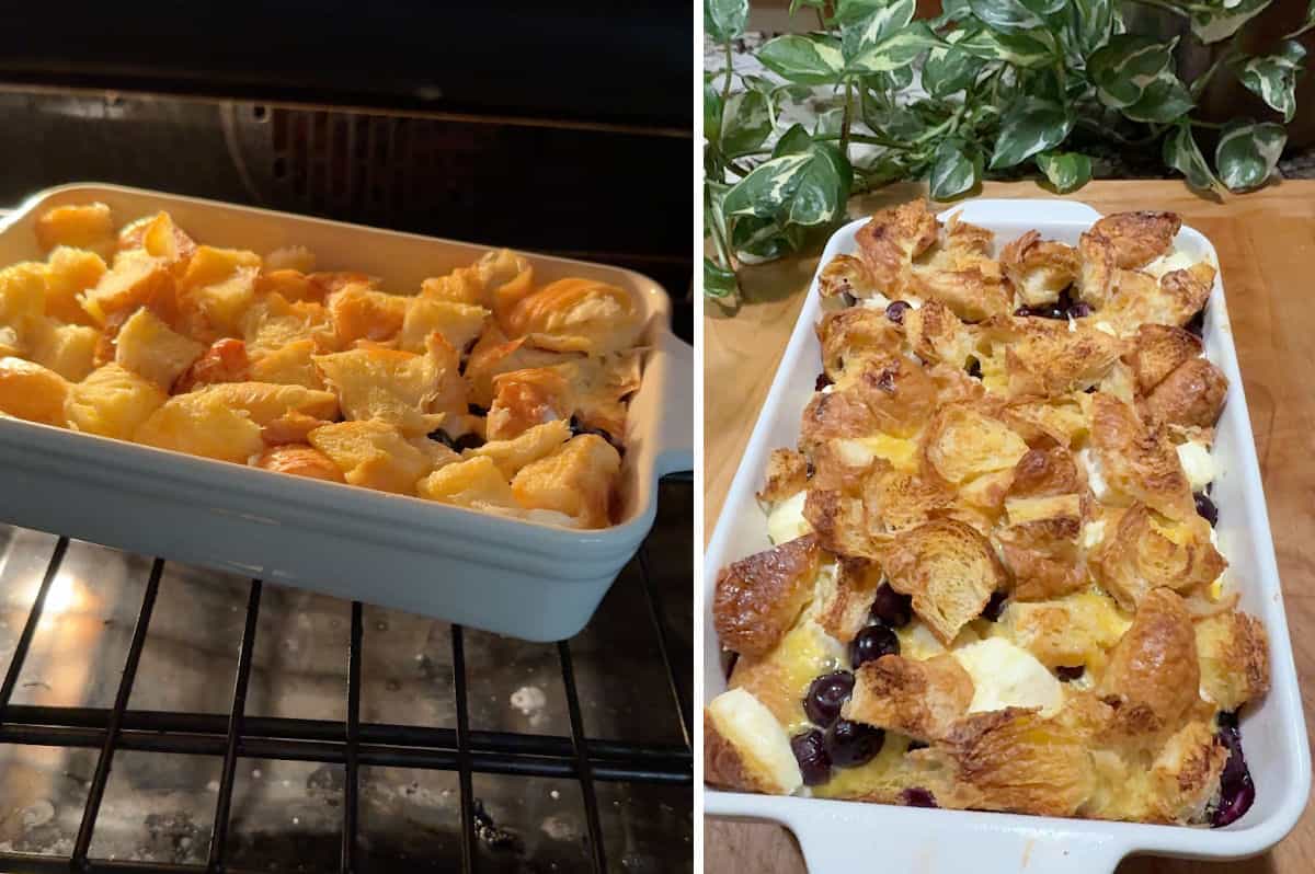 Baking the Croissant French toast casserole.