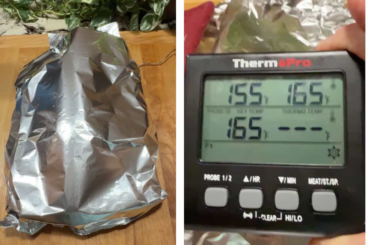 resting the meat until it reaches 165F.