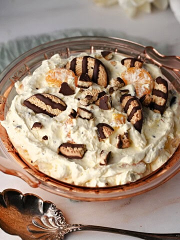mandarin orange cookie salad ready to serve for side or dessert.